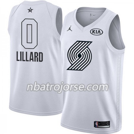 Män Portland Trail Blazers Tröja Damian Lillard 0 2018 All Star Jordan Brand Vit Swingman